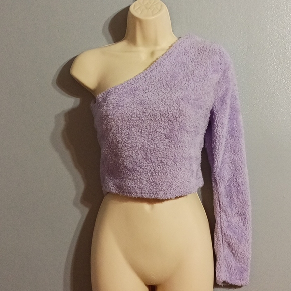 Purple soft one cold shoulder blouse - Picture 6 of 17